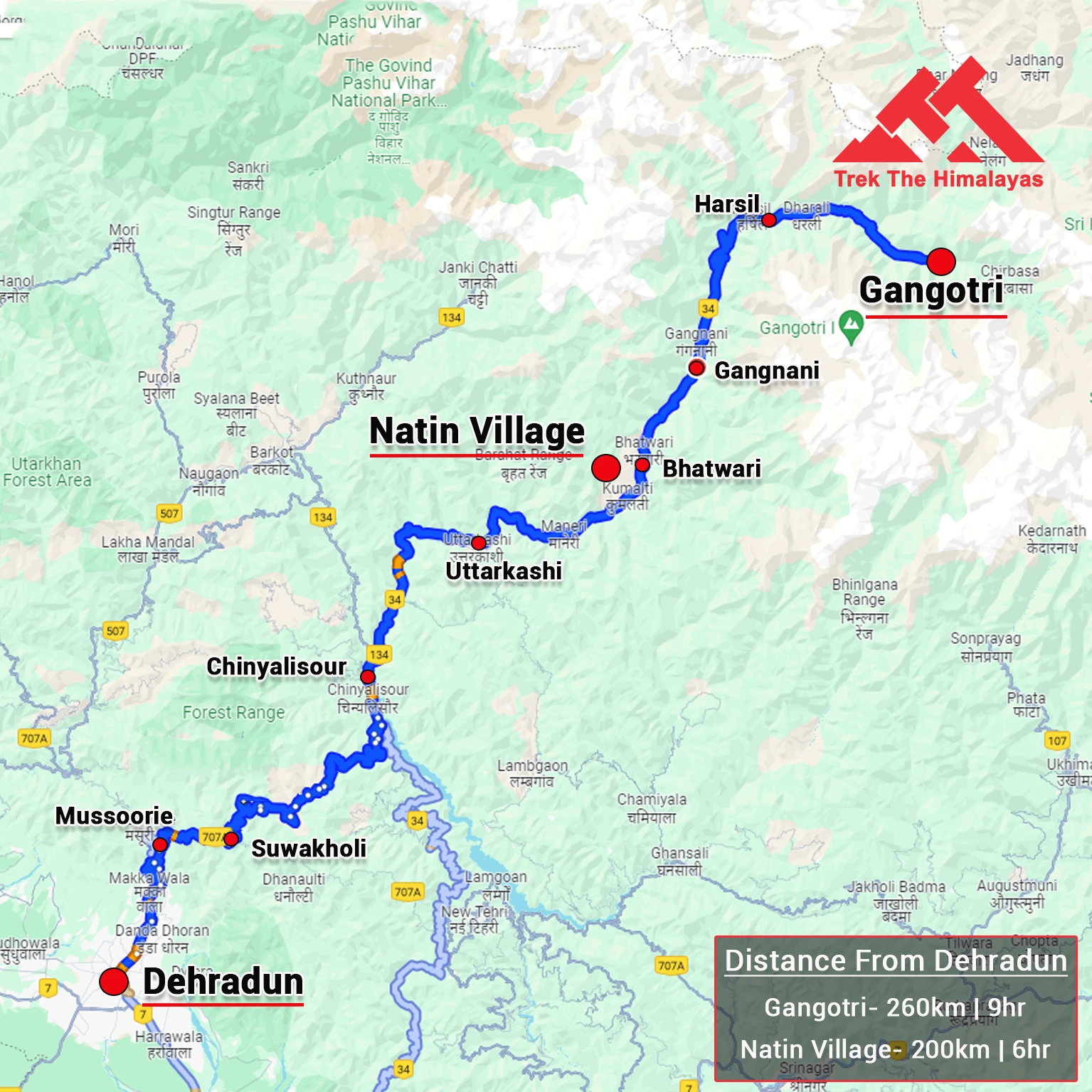 How to Reach Nafran Valley Trek Map